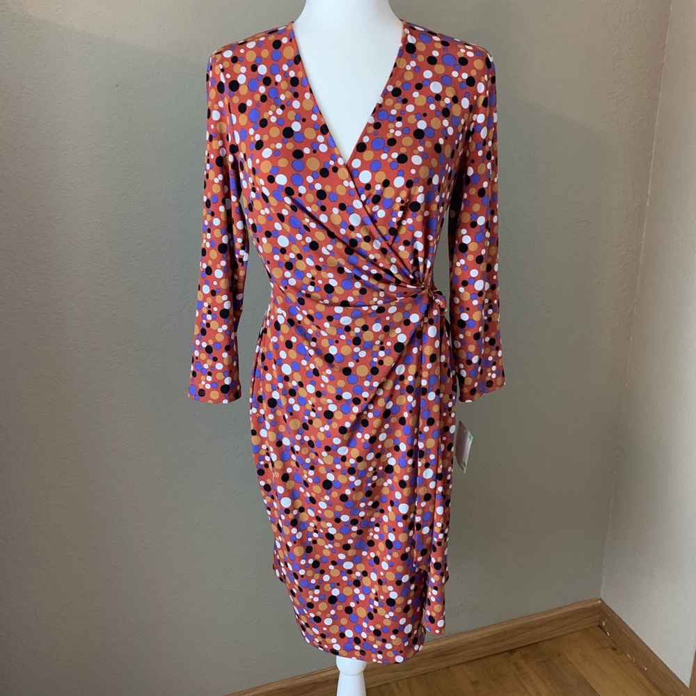NWT Anne Klein Classic Faux Wrap Dress, Size 8